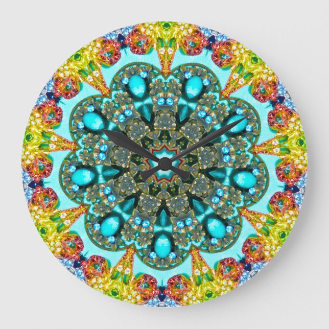 Grande Horloge Ronde Bague cristal Fractale (Recto)