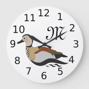 Grande Horloge Ronde Baignade en canard Turquoise