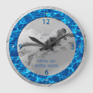 Grande Horloge Ronde Bain profondément bleu personnalisable de cadre d