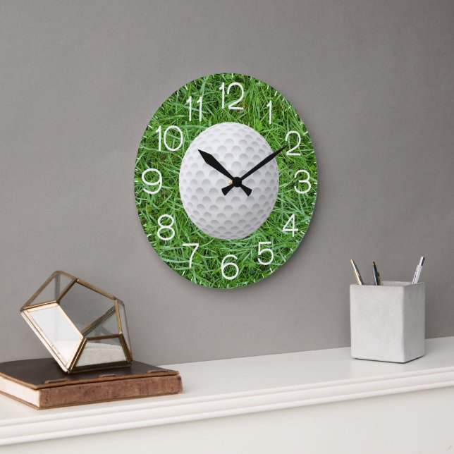 Grande Horloge Ronde Bal De Golf Blanc Sur L'Herbe Verte (Bureau)