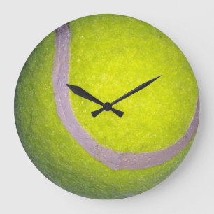 Grande Horloge Ronde Bal De Tennis Jaune,