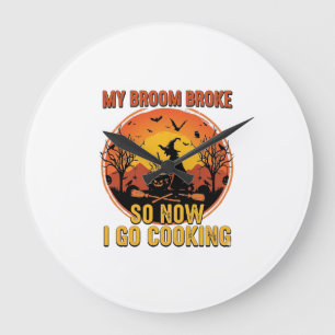 Grande Horloge Ronde Balai Cassa Alors Maintenant Va Cuisine Halloween_