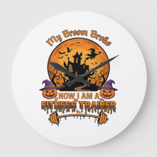 Grande Horloge Ronde Balai Casse Entraîneur de Fitness Halloween Sorciè