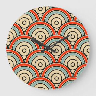 Grande Horloge Ronde Balances asiatiques Vagues Motif ivoire