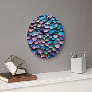 Grande Horloge Ronde Balances de sirènes de couleur pastel,
