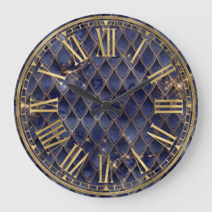 Grande Horloge Ronde Balances Dragon Marine Blue Ombre & Gold Sparkle