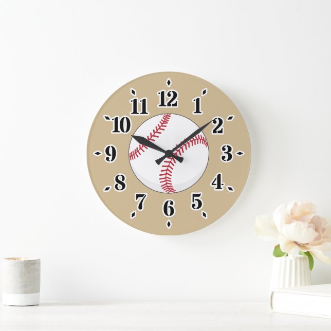 Grande Horloge Ronde Balle de baseball (Maison)