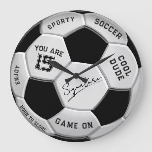 Grande Horloge Ronde Balle de football personnalisée pour anniversaire