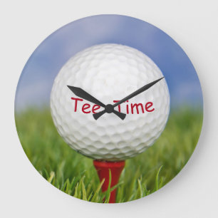 Grande Horloge Ronde balle de golf blanche sur tee rouge