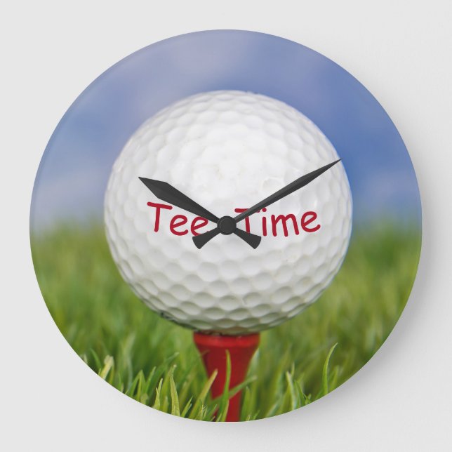 Grande Horloge Ronde balle de golf blanche sur tee rouge (Recto)