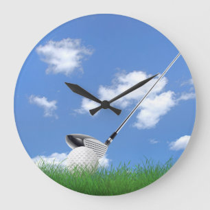 Grande Horloge Ronde Balle de golf et club dans l'herbe