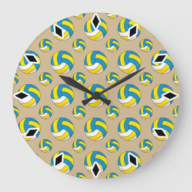 Grande Horloge Ronde Balle de volley-ball en dessin (Recto)