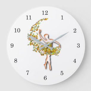 Grande Horloge Ronde Ballerina Art Fire Ballet Tango Dancer Your Color