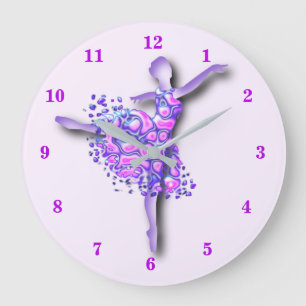 Grande Horloge Ronde Ballerina Art Purple Dance