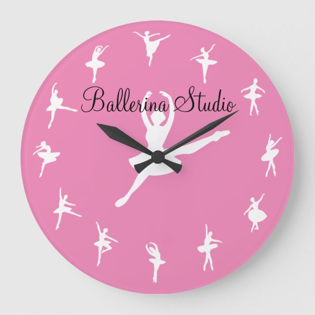 Grande Horloge Ronde Ballerina Classe de danse Thème Mur (Recto)