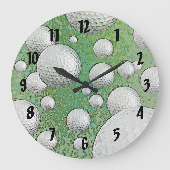 GRANDE HORLOGE RONDE BALLES DE GOLF ABSTRAITES (Recto)