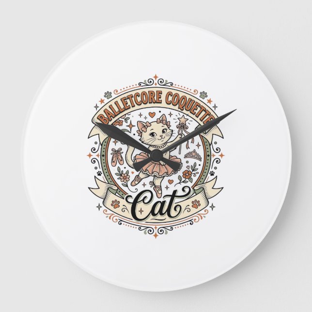 Grande Horloge Ronde Balletcore Coquette Chat Balletcore Coquette Chat  (Recto)