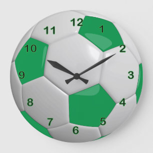 Grande Horloge Ronde Ballon de foot  Vert