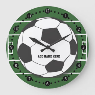 Grande Horloge Ronde Ballon de football personnalisable sur le champ