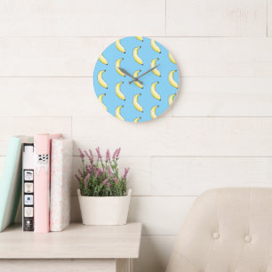 Grande Horloge Ronde banane aquarelle
