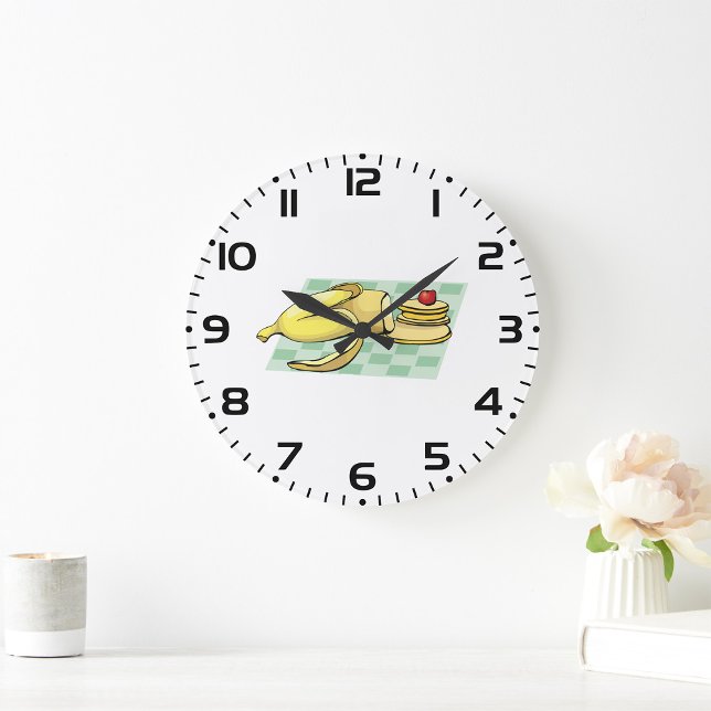 Grande Horloge Ronde Banane et Pancakes Petit déjeuner Plat (Créateur téléchargé)