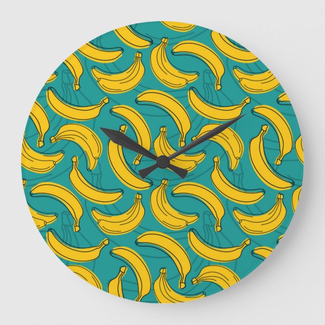 Grande Horloge Ronde Banane jaune : Noir Vintage (Recto)