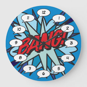 Grande Horloge Ronde Bande dessinée Pop Art BANG