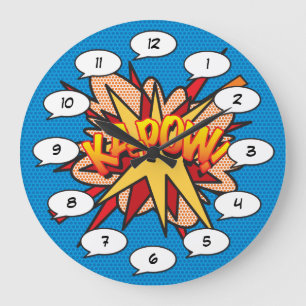 Grande Horloge Ronde Bande dessinée Pop Art KA-POW