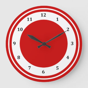 Grande Horloge Ronde Bande rouge rouge blanche ronde Nombre moderne ron