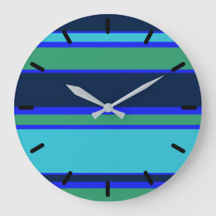 Grande Horloge Ronde Bandes bleues et vertes