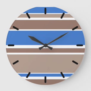 Grande Horloge Ronde Bandes Brown et bleues