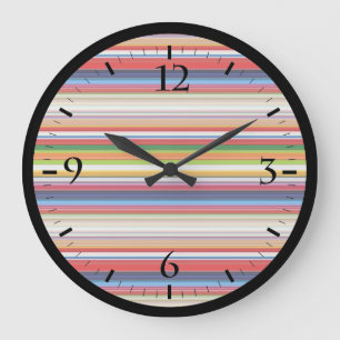 Grande Horloge Ronde Bandes chaudes et colorées