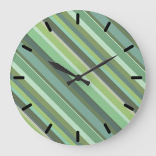 Grande Horloge Ronde Bandes diagonales vert olive