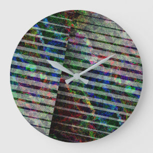 Grande Horloge Ronde Bandes étranges et rayures colorées, avec écrêtage
