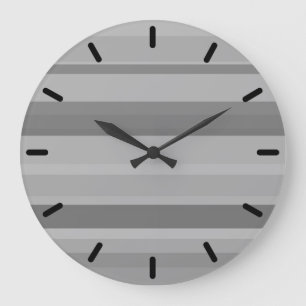 Grande Horloge Ronde Bandes horizontales grises