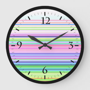Grande Horloge Ronde Bandes néon colorées chaudes