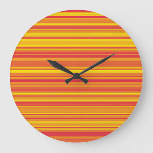 Grande Horloge Ronde Bandes orange rouge jaune