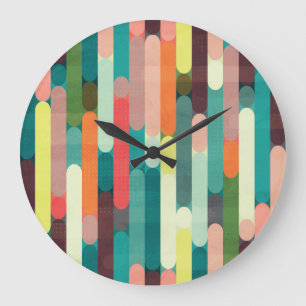 Grande Horloge Ronde Bandes rétro : grunge sans couture motif.