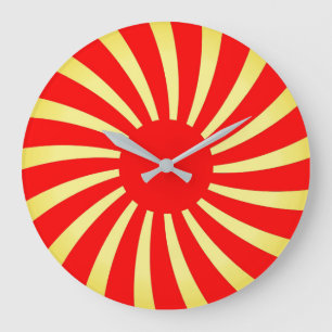 Grande Horloge Ronde Bandes spirales rouge et or