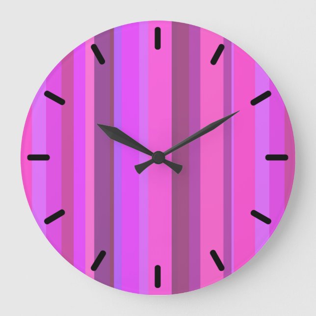 Grande Horloge Ronde Bandes verticales roses (Recto)