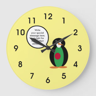 Grande Horloge Ronde Bangladesh Parlant Mme Pingouin Personnalisé