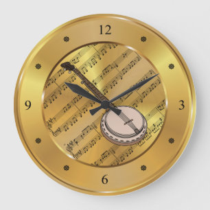 Grande Horloge Ronde Banjo ~ Sheet Music ~ Gold Background ~ Unique