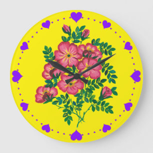 Grande Horloge Ronde Banquet de fleurs roses