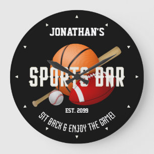 Grande Horloge Ronde Bar sport avec équipement sportif Montre arrondi