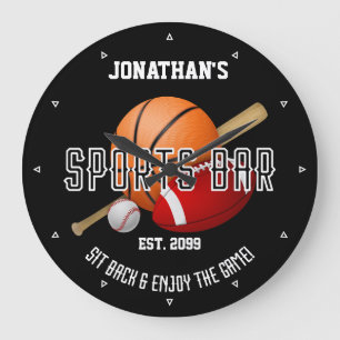 Grande Horloge Ronde Bar sport avec équipement sportif Montre arrondi