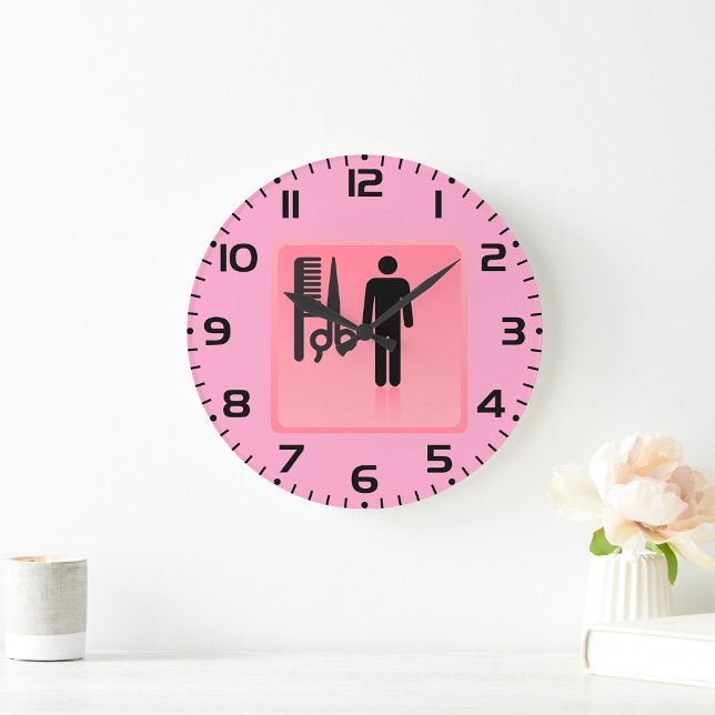 Grande Horloge Ronde Barber Shop Icon Haircut Comb et ciseaux (Créateur téléchargé)