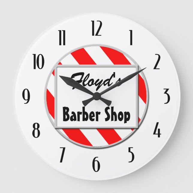 Grande Horloge Ronde Barber shop Red Black Custom Retro Clock (Recto)