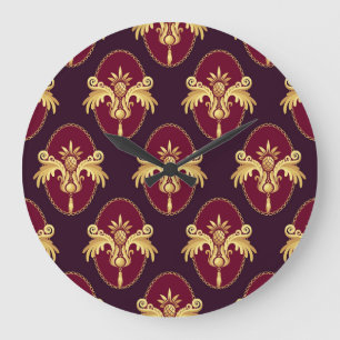 Grande Horloge Ronde Baroque Gold Sconce Magenta Motif