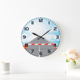 Grande Horloge Ronde Barrière rouge et blanche Accès bloqué