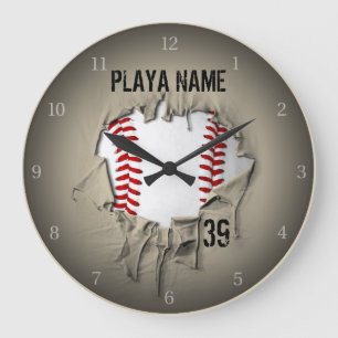 Grande Horloge Ronde Baseball déchiré
